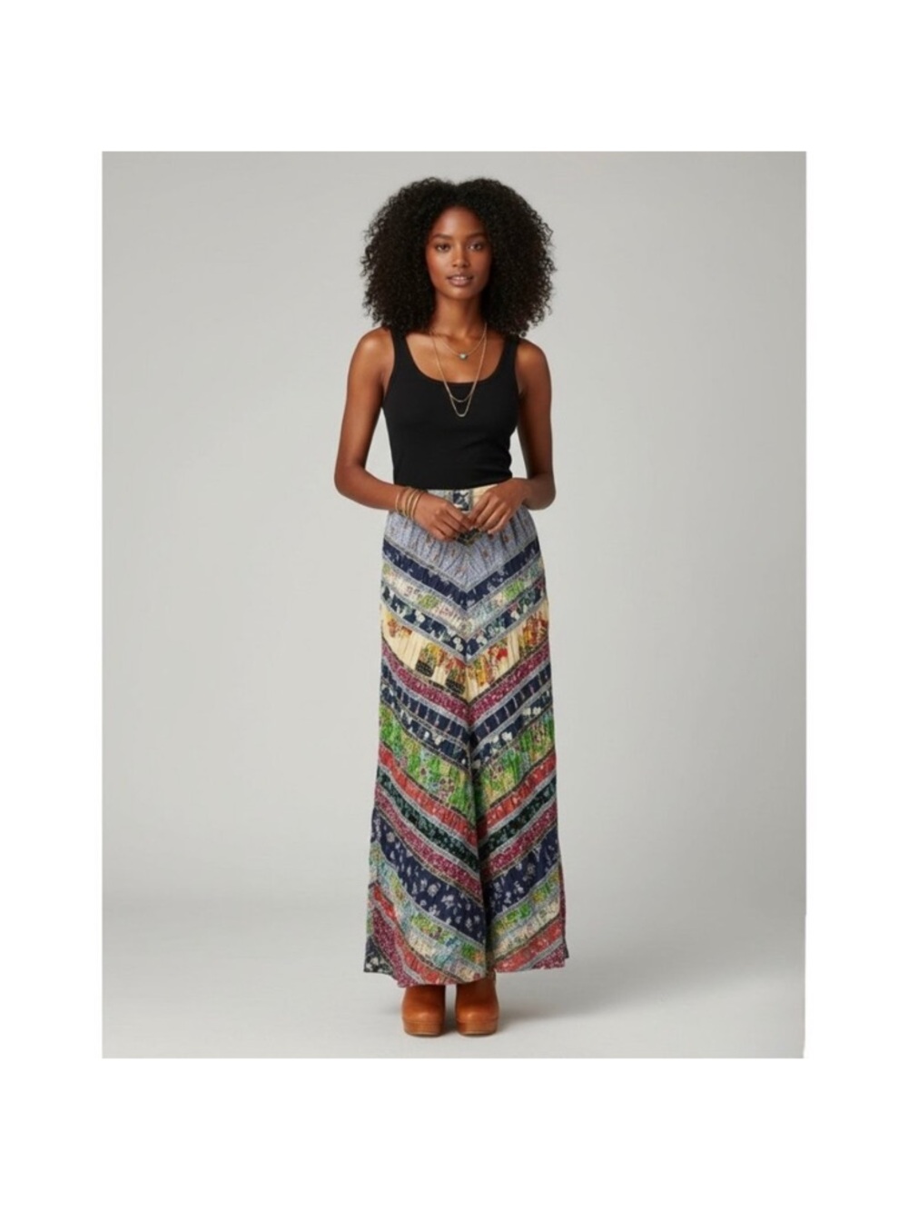 EUC Free People Bohemian Chevron Maxi Skirt 6